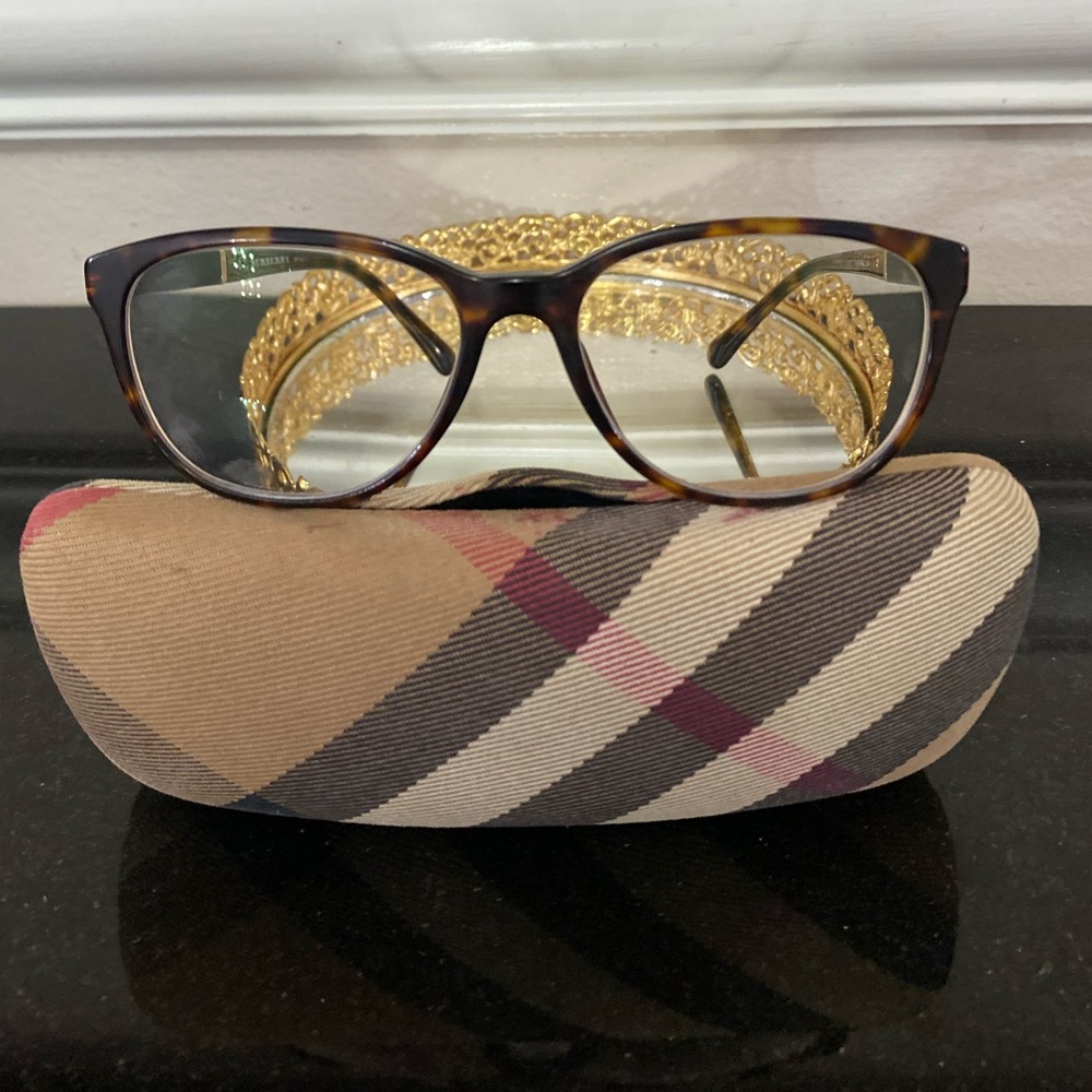 Burberry Tortoiseshell Reading Glasses with Plaid Protective Case
